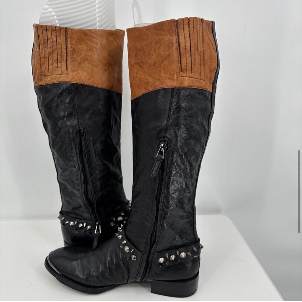 Sam Edelman Black and Brown Studded Knee-High Boots - Picture 4 of 11